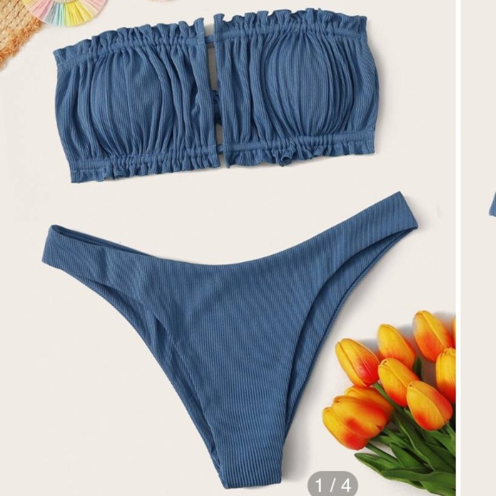 Runched strapless bikini